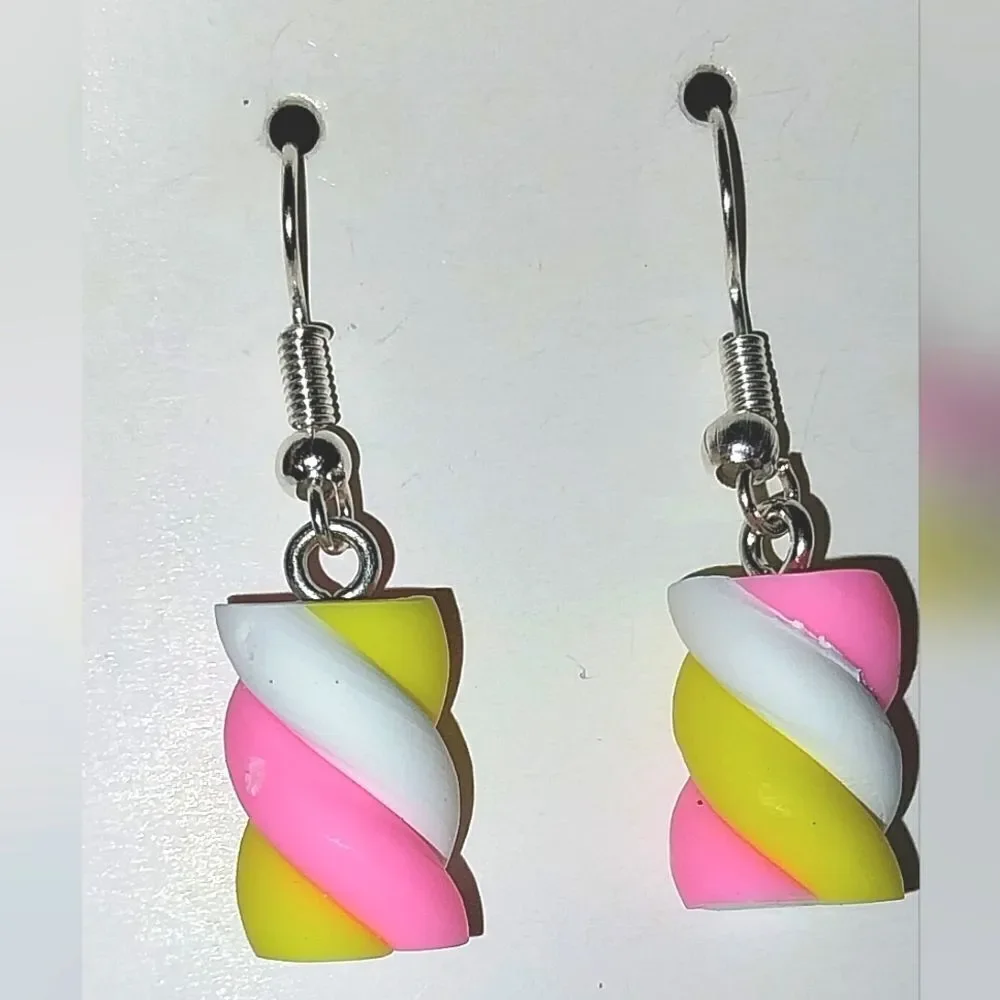 Hand crafted marshmallow dangle earrings